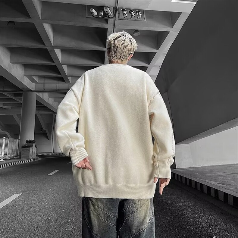 美式圆领情侣针织衫毛线衣学院风F3309P50,男装针织衫/毛衣,星座1116-2