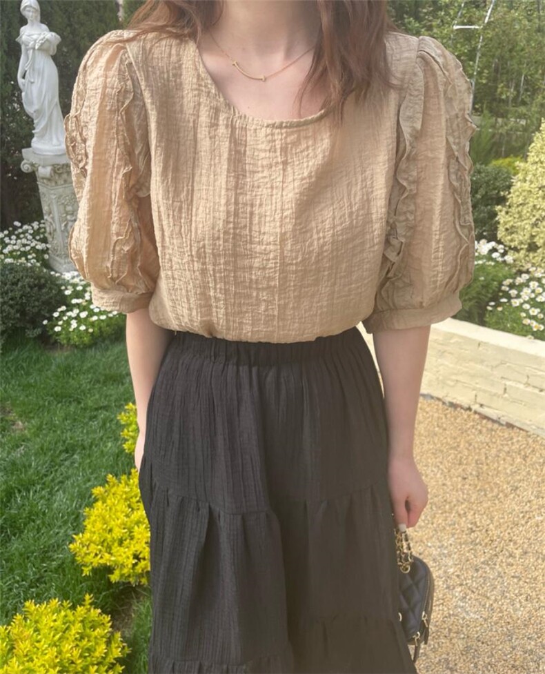 花边袖上衣，其它，唯品