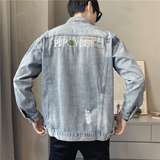 JK822-p80M-5X店主风ins牛仔夹克绣花破洞大码男日系CITYBOY，男装夹克，星座103A