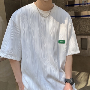1港风弧形设计短袖T恤大码M-5XL情侣男士短袖T恤男DT8765P30控49图片
