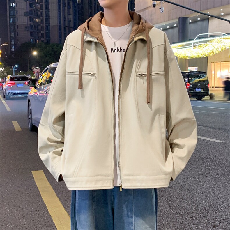 2025春款假两件夹克男工装青少年户外宽松外套情侣外套JK0195-P90,男装夹克,星座308B-2