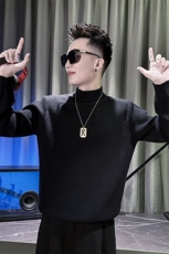 男士半高领毛衣坑条螺纹韩版百搭显瘦打底衫A368-W6005-P68，男装T恤，电商A368