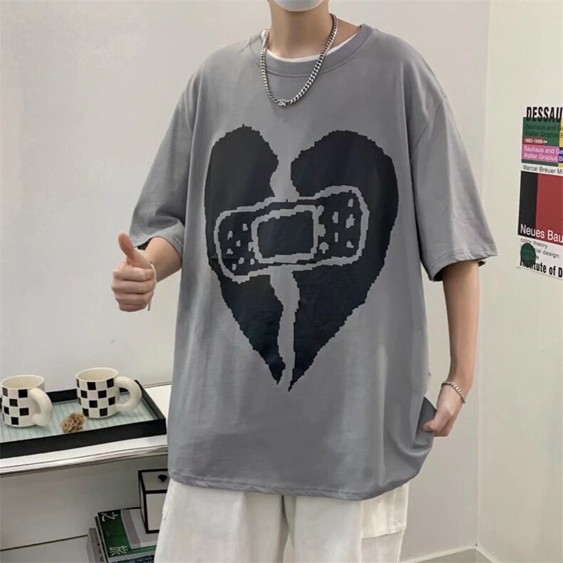 t恤男潮流上衣情侣半袖体恤衫纯棉短袖爱心印花短袖S001P25,男装T恤,星座1116-2