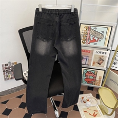 美式高街手绘涂鸦牛仔裤男款小众设计感裤子直筒修身FG72P46，男装牛仔裤，星座1013-1