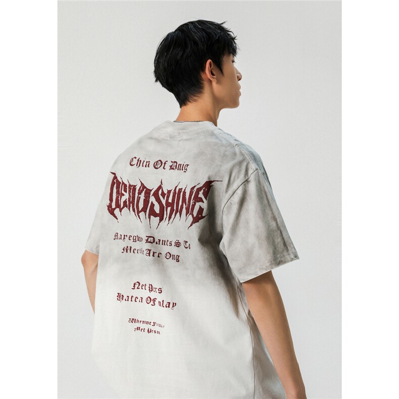 2026新款潮牌短袖宽松韩版字母印花扎染工艺T恤T9015/P5588，男装T恤，星座202