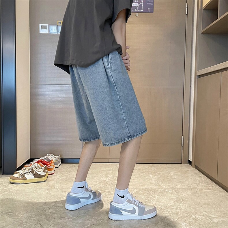 牛仔短裤男夏季港风宽松简约百搭工装五分裤休闲潮牌K824-P35,男装休闲裤,星座512-2