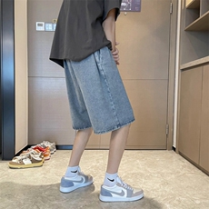 牛仔短裤男夏季港风宽松简约百搭工装五分裤休闲潮牌K824-P35，男装休闲裤，星座512-2