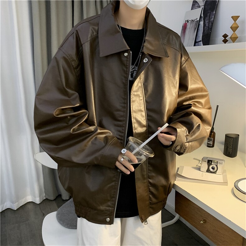 皮衣外套男款春秋潮流美式复古痞帅炸街宽松皮夹克JK06605-P68,男装夹克,星座308B-1