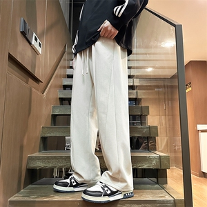 KP763 P40港风针织斜纹休闲裤宽松运动裤拖地裤男图片