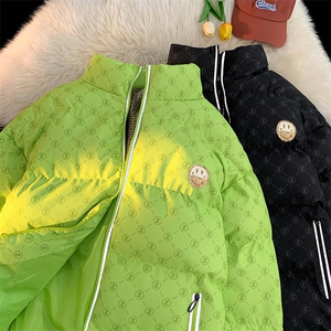 新款笑脸贴标字母加绒加厚保暖棉衣面包服A316-1-Y104P85控118图片