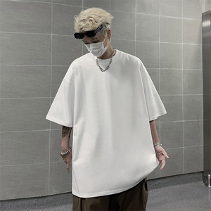 设计感小众港味黑色短袖T恤潮流复古修身显瘦上衣男TX601-特P22图片