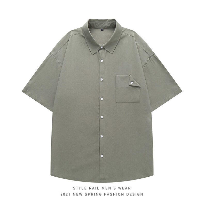 2021年夏季新款纯色衬衫男白底平铺短袖衬衫DS-C407-CS302-P35,男装衬衫,电商C323-1