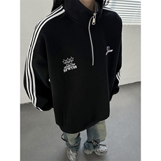 主推美式半拉链复古学院风球衣中性卫衣宽松外套男女G1092P68，女装短外套，电商A339