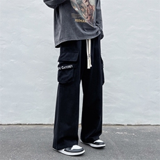 美式复古工装裤男春秋ins高街日系oversize机能阔腿裤子K0711-P43，男装休闲裤，星座308B-1