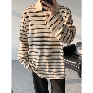 8XL-M 条纹定律polo衫男翻领长袖t恤大版宽松上衣 CX3011-P39图片