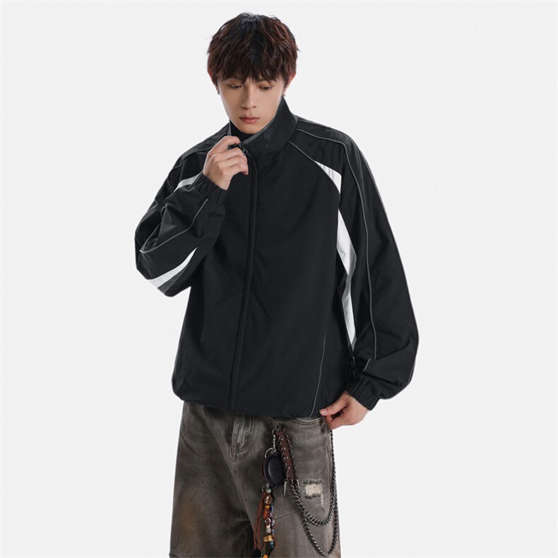 潮牌美式撞色拼接运动立领外套男宽松百搭夹克JK01572-P75,男装夹克,星座308B-2
