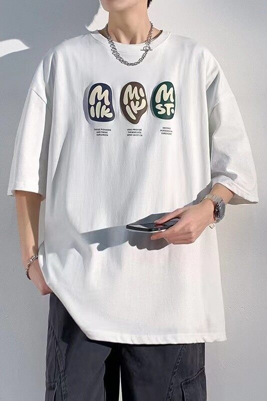 夏季新款印花纯棉短袖t恤男装休闲宽松五分袖上衣服体恤TX403-P30,男装T恤,星座505-3