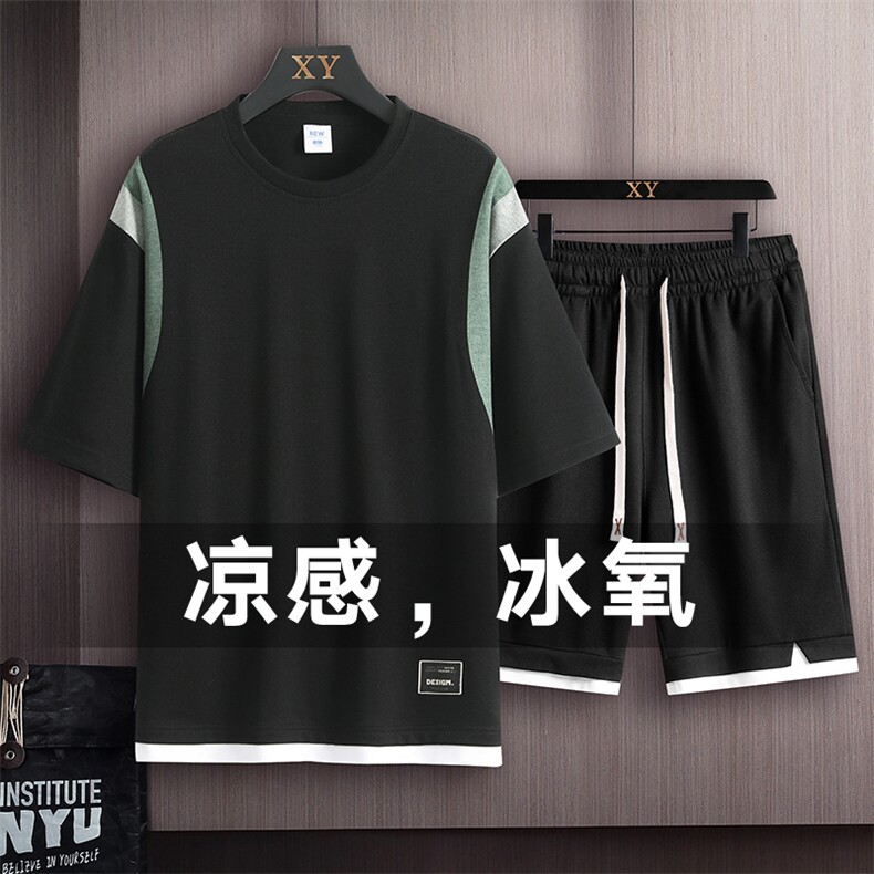 夏季运动套装木板挂拍休闲百搭时尚短套装CK2410+TC3157-P54控89,男装休闲套装,星座717