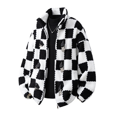 羊羔毛格子外套大码M-5XL加棉聚酯纤维棉衣YG78159P105控149，男装棉衣，星座227-7