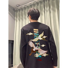 现货已做版权秋冬打底潮仙鹤宽松纯棉长袖男WY20-P30控48，男装卫衣，星座205-5