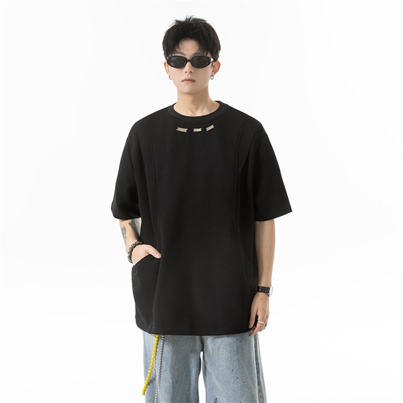 美式复古解构短袖T恤男潮牌夏季新款透气五分半袖P45控68，男装T恤，星座516