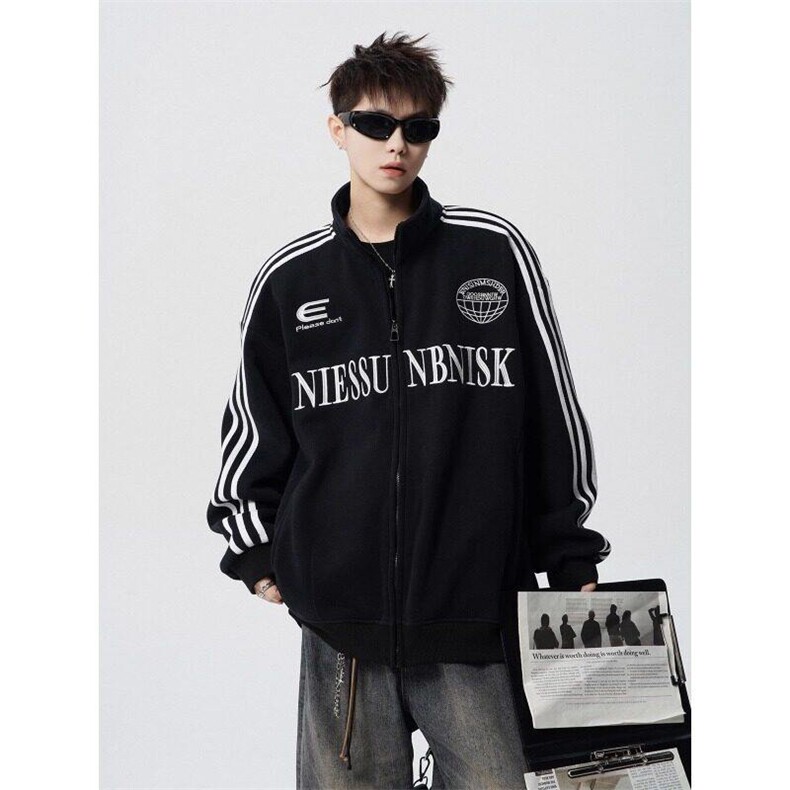 美式慵懒风开衫卫衣男潮刺绣夹克休闲运动情侣外套上衣LX966-p54,男装夹克,星座1008