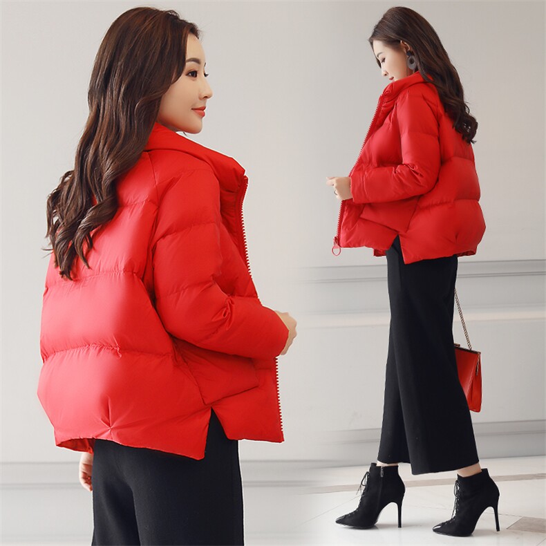 2023冬季新款面包服大口袋拉链手塞棉短款休闲棉服,女装棉衣/棉服,乐吉娜