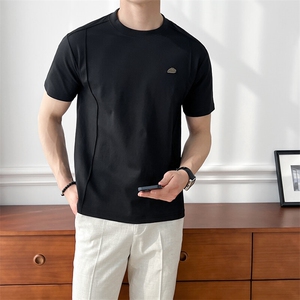 B353 T6706 P38 L-4XL 夏季新款2025潮流韩版休闲男士短袖体恤 紫图片
