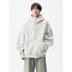 5583-P50新款美式重磅高街宽松半拉链连帽卫衣，女装卫衣/绒衫，星座617A-2