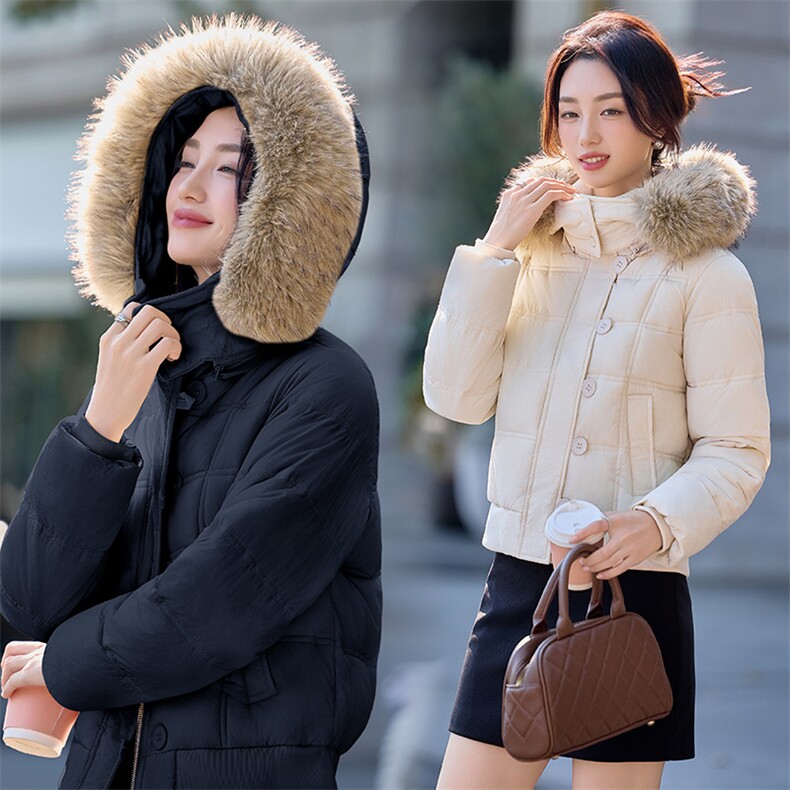 现货秒发2025冬装加厚连帽韩版学院风保暖棉衣棉服外套配仿毛领，女装棉衣/棉服，星宇服饰