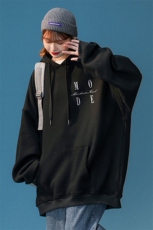 中性风2026秋季新款简约印花连帽情侣卫衣外套W266-P35控58，女装短外套，A247A