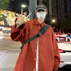 港风秋款夜景麂皮绒时尚百搭衬衫A247-S670P55控68，男装衬衫，电商A247