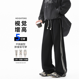 SJ-311B-1-9010-P45控79 秋冬重磅垂感宽松运动卫裤阔腿直筒长裤图片