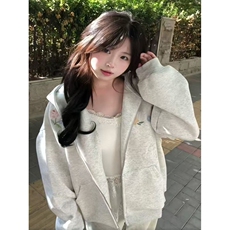 双头拉链卫衣男款秋冬连帽开衫外套oversize美式复古休闲夹克，女装针织衫/毛衣，星座218-8