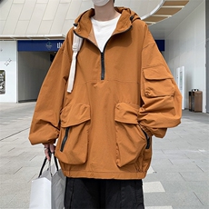 工装大口袋套头连帽外套夹克男秋季潮牌ins机能风卫衣JK0890-P48，男装夹克，星座308B-1