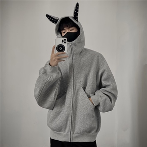 6168-P72 2025新款卫衣港风宽松简约连帽卫衣开衫男女图片