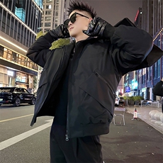 AY126/P138控178冬季社会小伙休闲百搭百搭口袋翻领棉服男黑首1，男装棉衣，星座305B-1