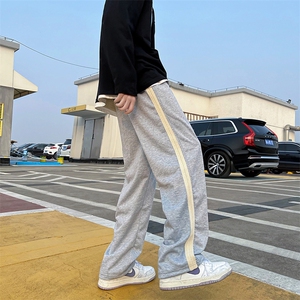 男春季新款休闲裤条纹抽绳裤子E101P32图片