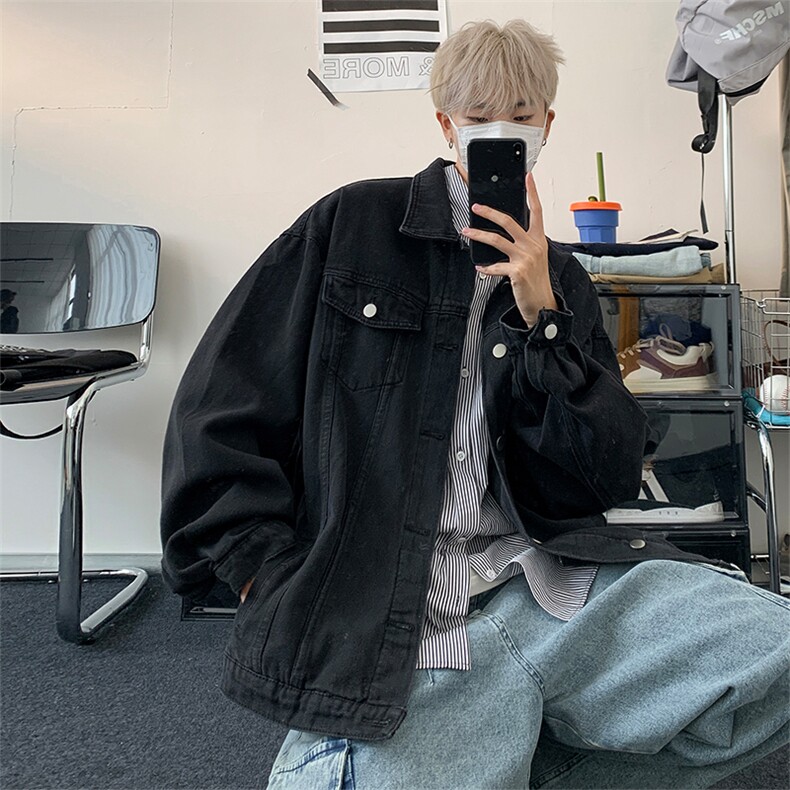 直播品质美式高街扎染印花复古水洗牛仔衣潮流夹克外套NZ19特65,男装夹克,电商A486