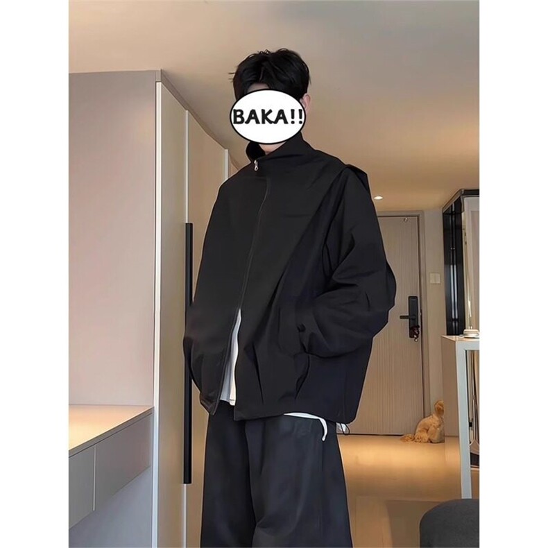 F669P58日系复古日男装春秋立领插肩休闲宽松情侣夹克拉链,男装夹克,星座512-6