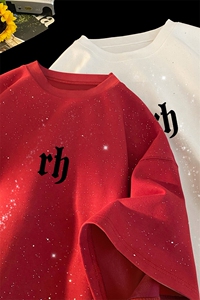 2025夏季新款 高品质满天星亮片短袖rh字母印花MT968-P30控48图片