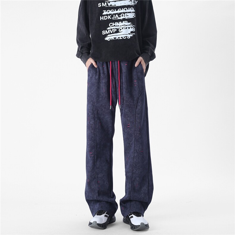 现货A429-Yk326-特批53美式撞色扎染重磅卫裤弯刀休闲裤高品质,男装休闲裤,电商A429