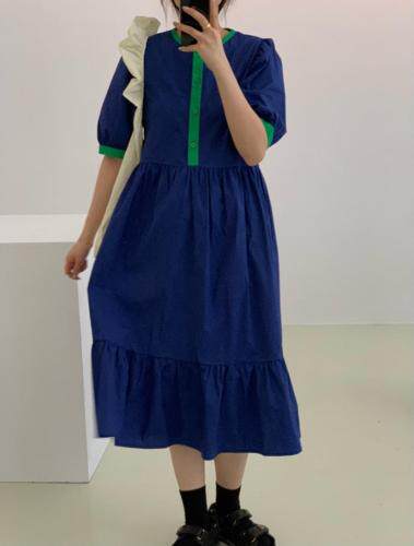 夏季新款 复古撞色连衣裙,女装连衣裙,tōkō-sen