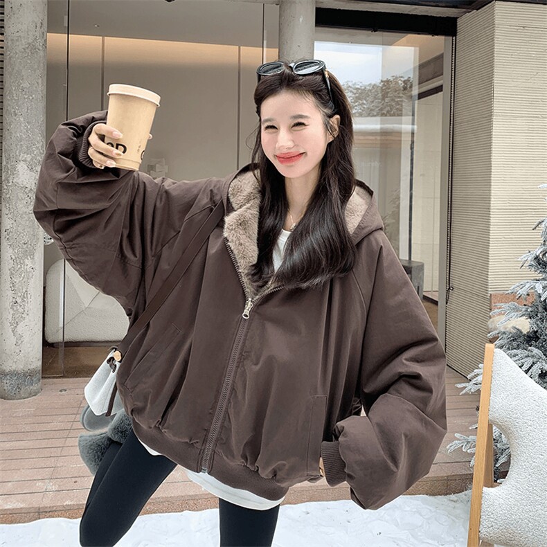 两面穿现货重磅短款座山雕棉衣男女双面穿毛毛绒棉服加厚外套,男装棉衣,电商A486-1