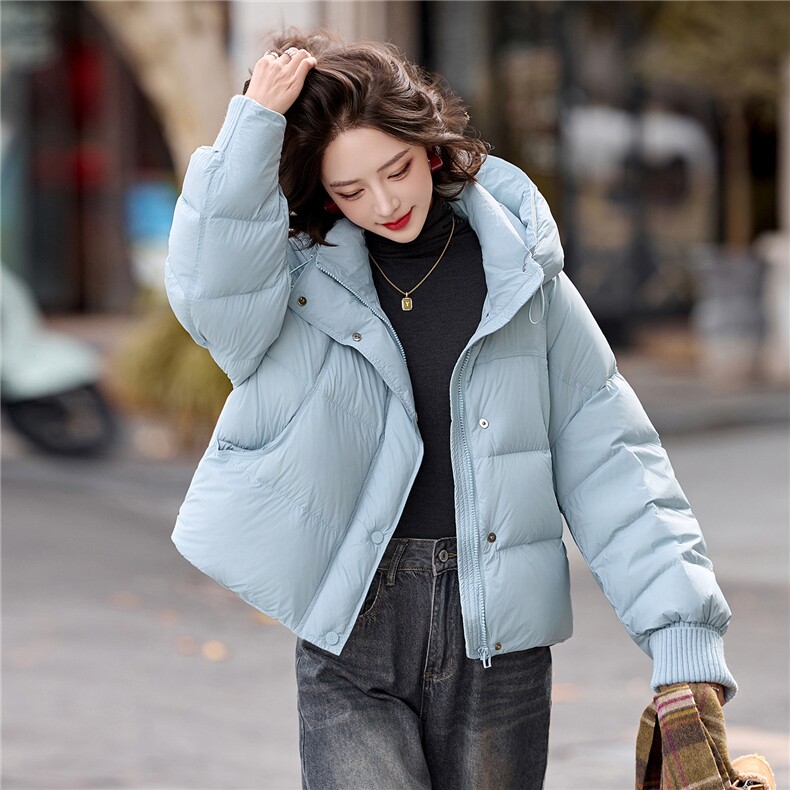 小个子90绒羽绒服短外套女2025冬季韩系休闲宽松显瘦白鸭绒面包服,女装羽绒服,辉之琳