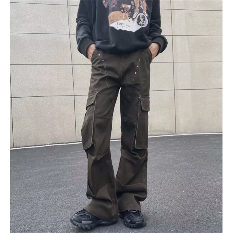 美式高街柳丁多口袋工装牛仔裤男潮牌小众设计感KB105-P68,男装牛仔裤,星座1109-3