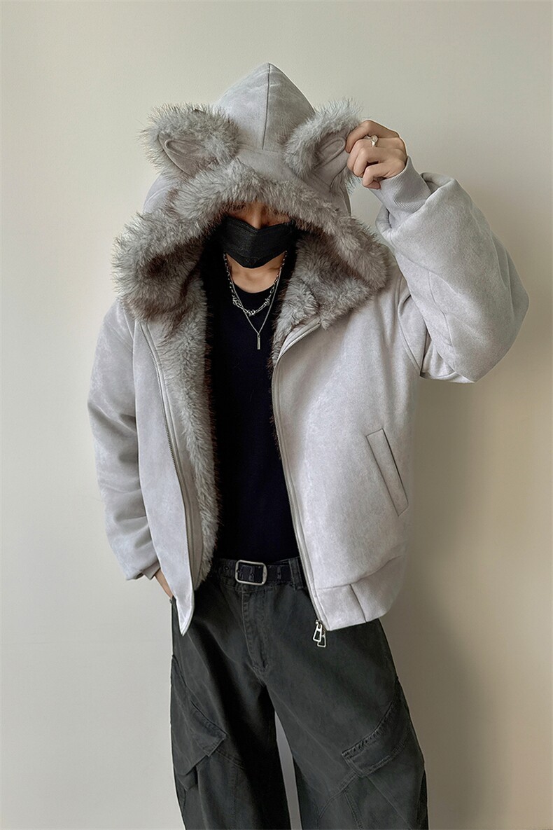 座山雕棉衣猫耳麂皮毛领棉袄加厚连帽棉服5D4092-TP100178,男装棉衣,电商A102