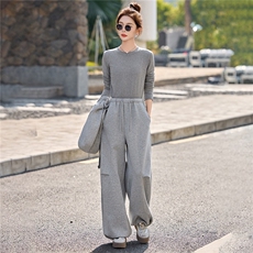 2026春新款休闲卫衣运动风连帽开衫马甲高腰阔腿裤套装，女装套装/套裙，瑶迪依秀