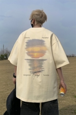 已注册/夏季外景欧美复古短袖T恤男宽松体恤打底衫DT9763/P25，男装T恤，电商B316