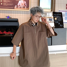 B225-T9257-X69-P55-X69-聚酯纤维-半拉链短袖POLO衫男夏，男装T恤，电商B225